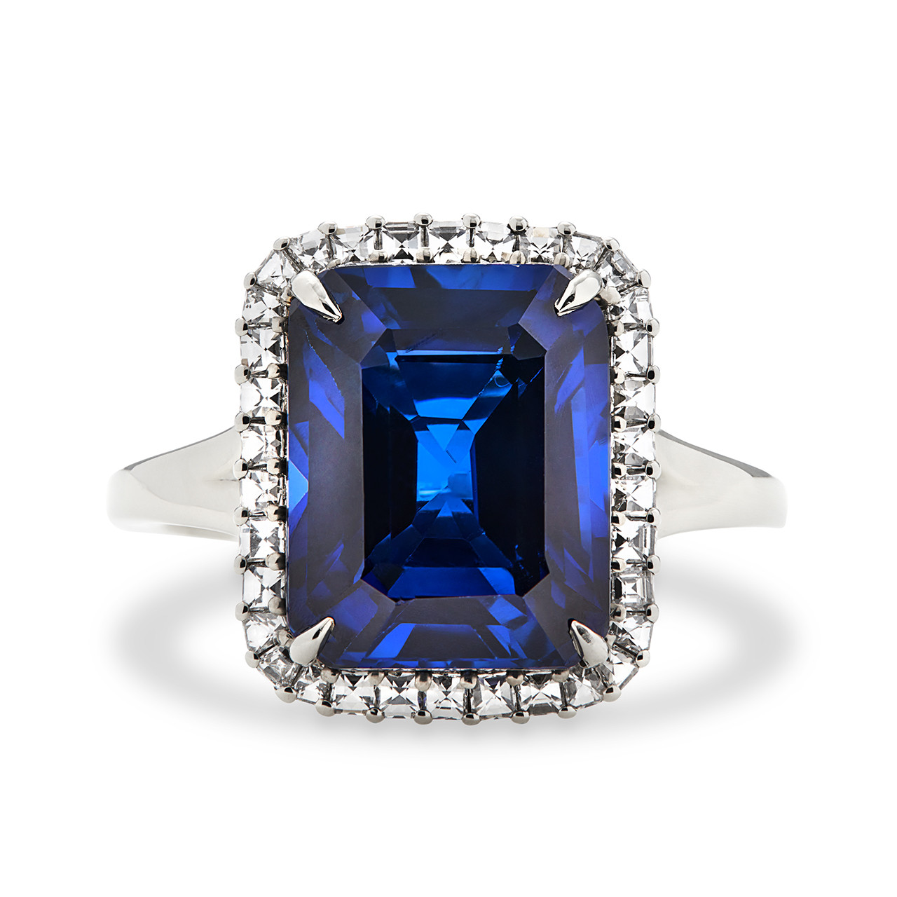 Neomodern 14K White Gold 1.5 CT Princess Blue Sapphire Engagement Ring  R389-14KWGBS | Caravaggio Jewelry