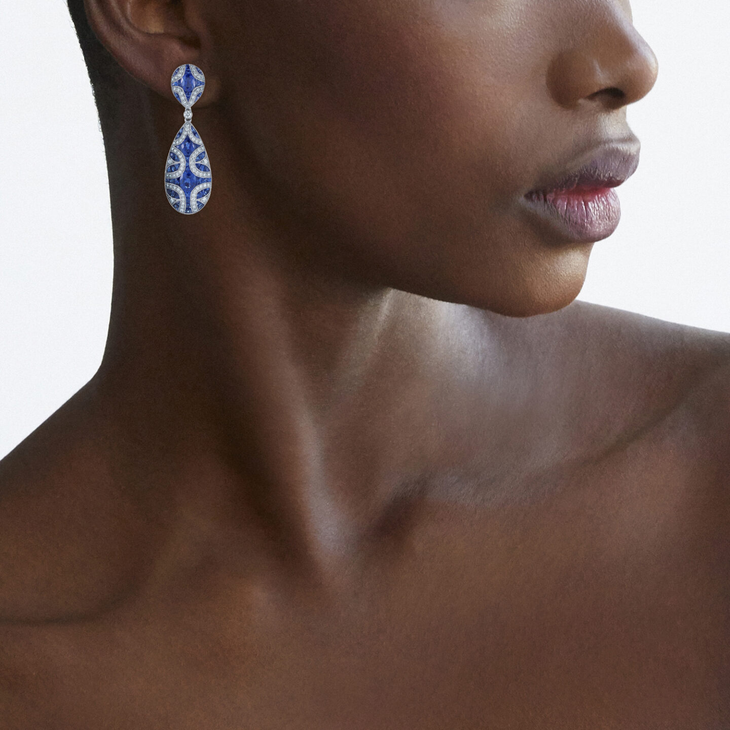 Kwiat Argyle Small Drop Blue Sapphire and Diamond Earrings