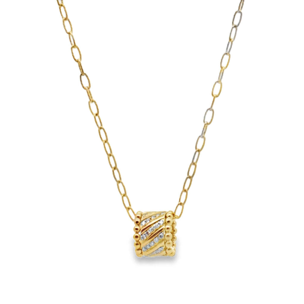 Doves Gold and Diamond Barrel Pendant Necklace Doves Gold and Diamond Barrel Pendant Necklace