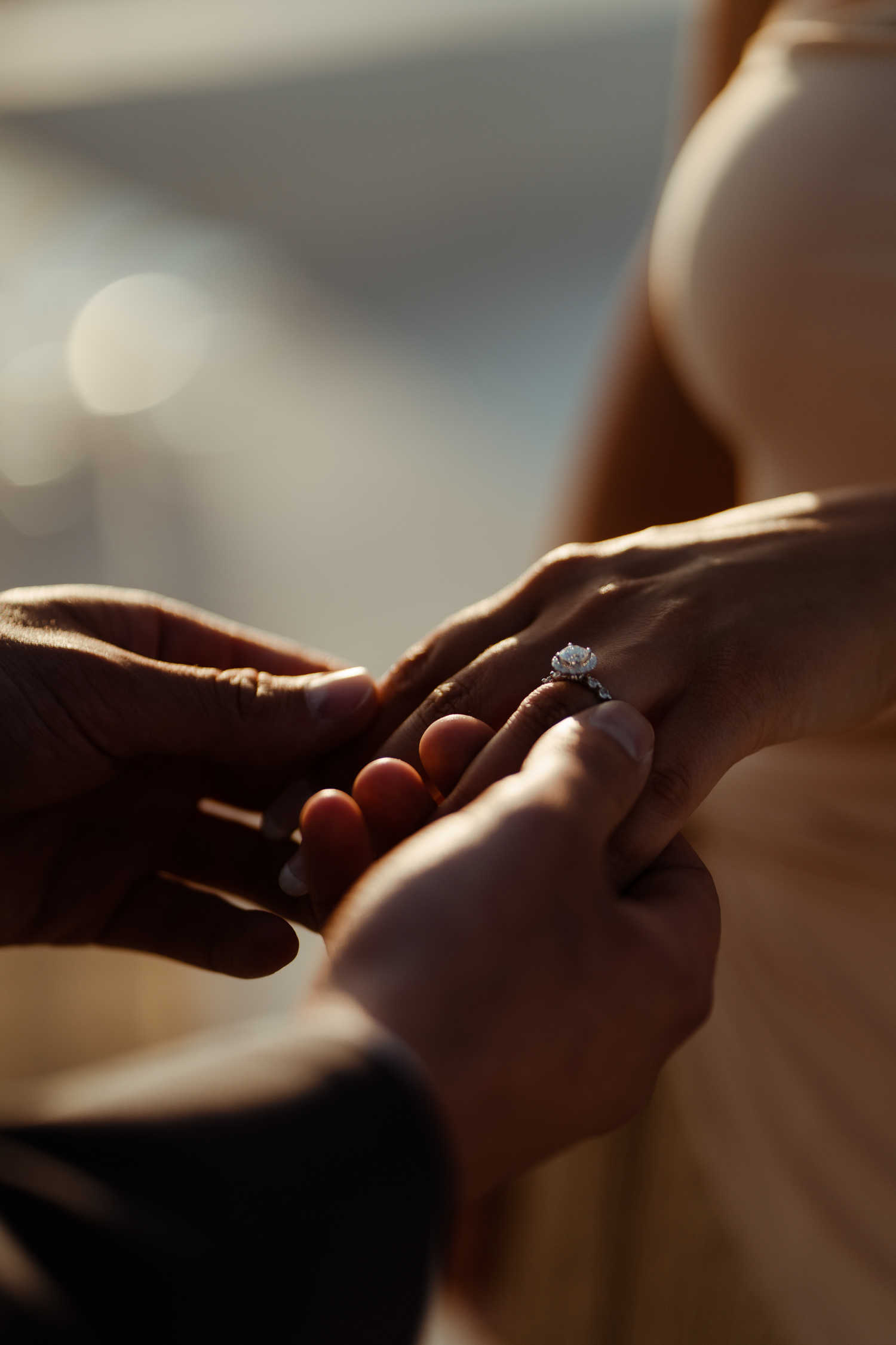 A boy holding girls hand 