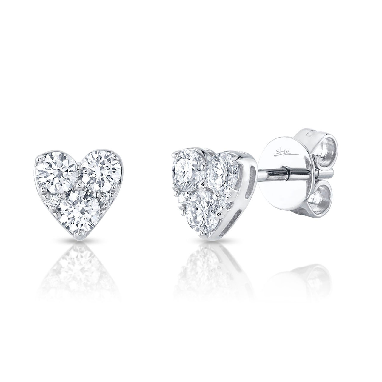 A pair of heart shape diamond earrings 