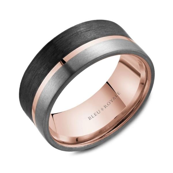 Three tone men's wedding band from Razny Jewelers in Chicago